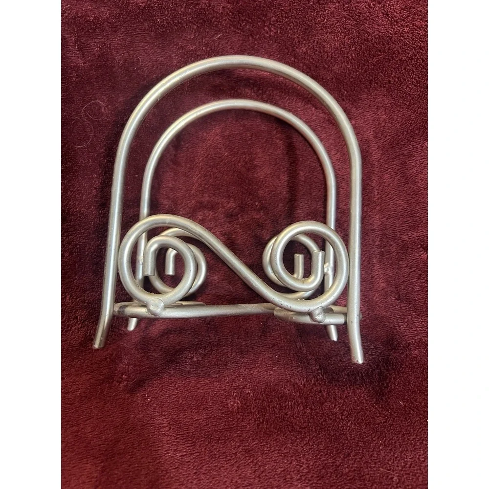 Heavy Metal Napkin Holder - 6in x 5in - Silverish Swirl‎ Design (1879)